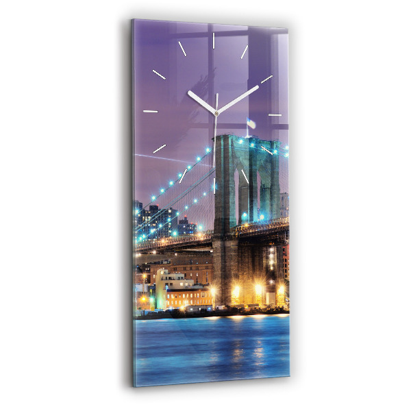 Ceas vertical de perete din sticlă decorativ Podul Brooklyn și East River