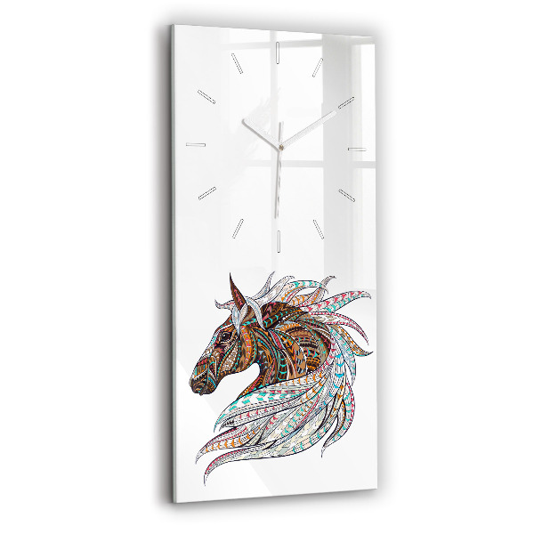 Ceas vertical de perete din sticlă decorativ Ilustrație de cal