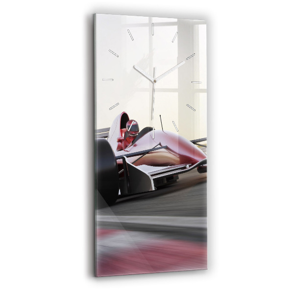 Ceas vertical de perete din sticlă decorativ Mașină de curse sport
