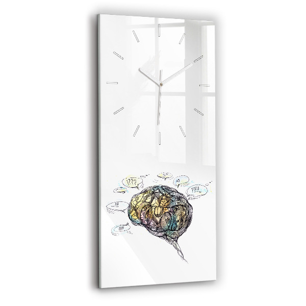 Ceas vertical de perete din sticlă decorativ Reprezentarea artistică a creierului