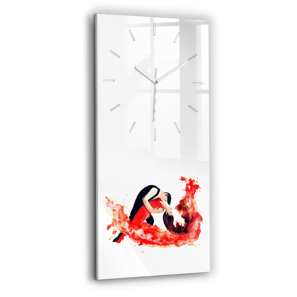 Ceas vertical de perete din sticlă decorativ Un tango senzual plin de emoții