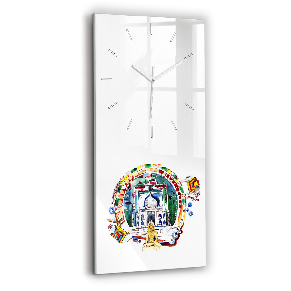 Ceas vertical de perete din sticlă decorativ Pictură de Buddha în templu