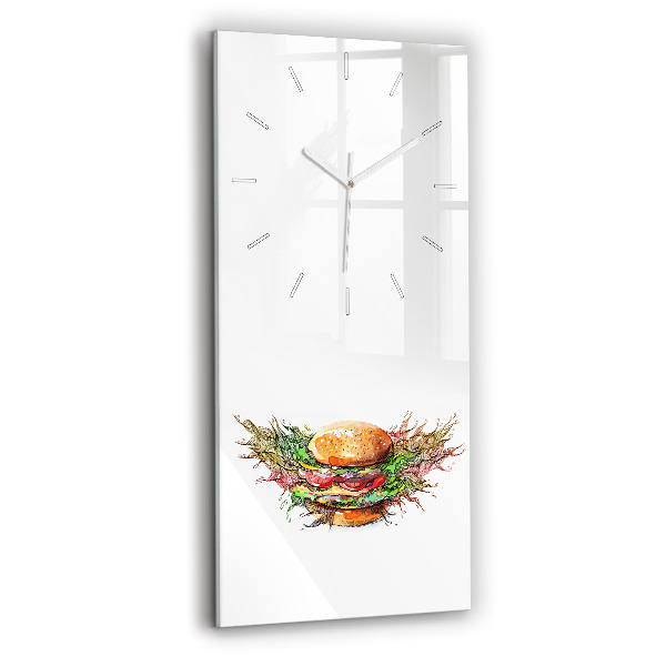 Ceas din sticlă dreptunghiular vertical decorativ Cheeseburger XXL