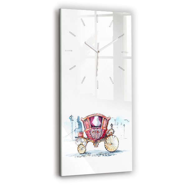Ceas vertical de perete din sticlă decorativ Trăsura antică a reginei