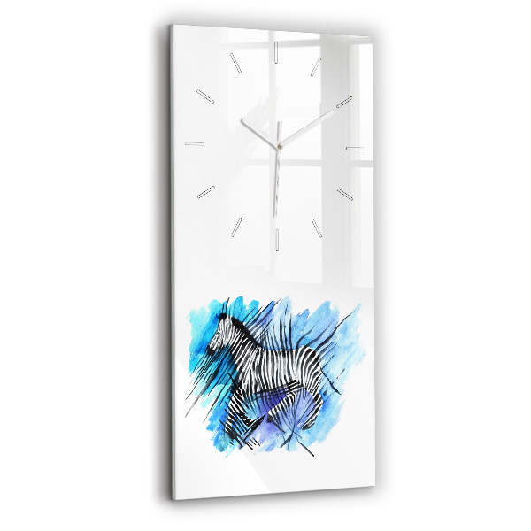 Ceas din sticlă dreptunghiular vertical decorativ Asimetrie Zebră Pictată