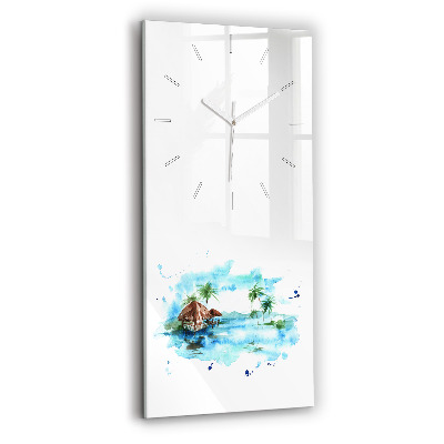 Ceas din sticlă dreptunghiular vertical decorativ Imagine a unei insule pustii