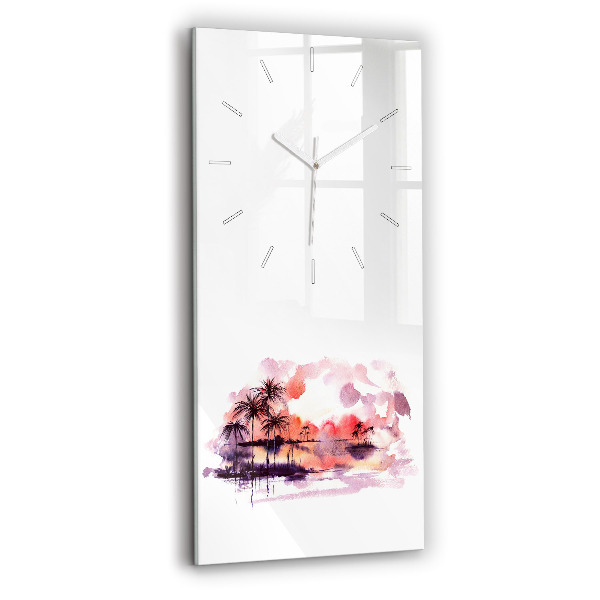 Ceas vertical de perete din sticlă decorativ Peisaj tropical