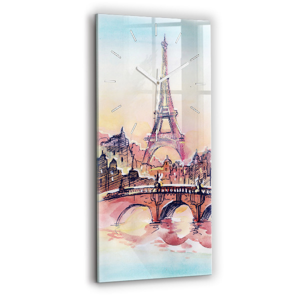 Ceas din sticlă dreptunghiular vertical decorativ Peisaj pictat al Parisului