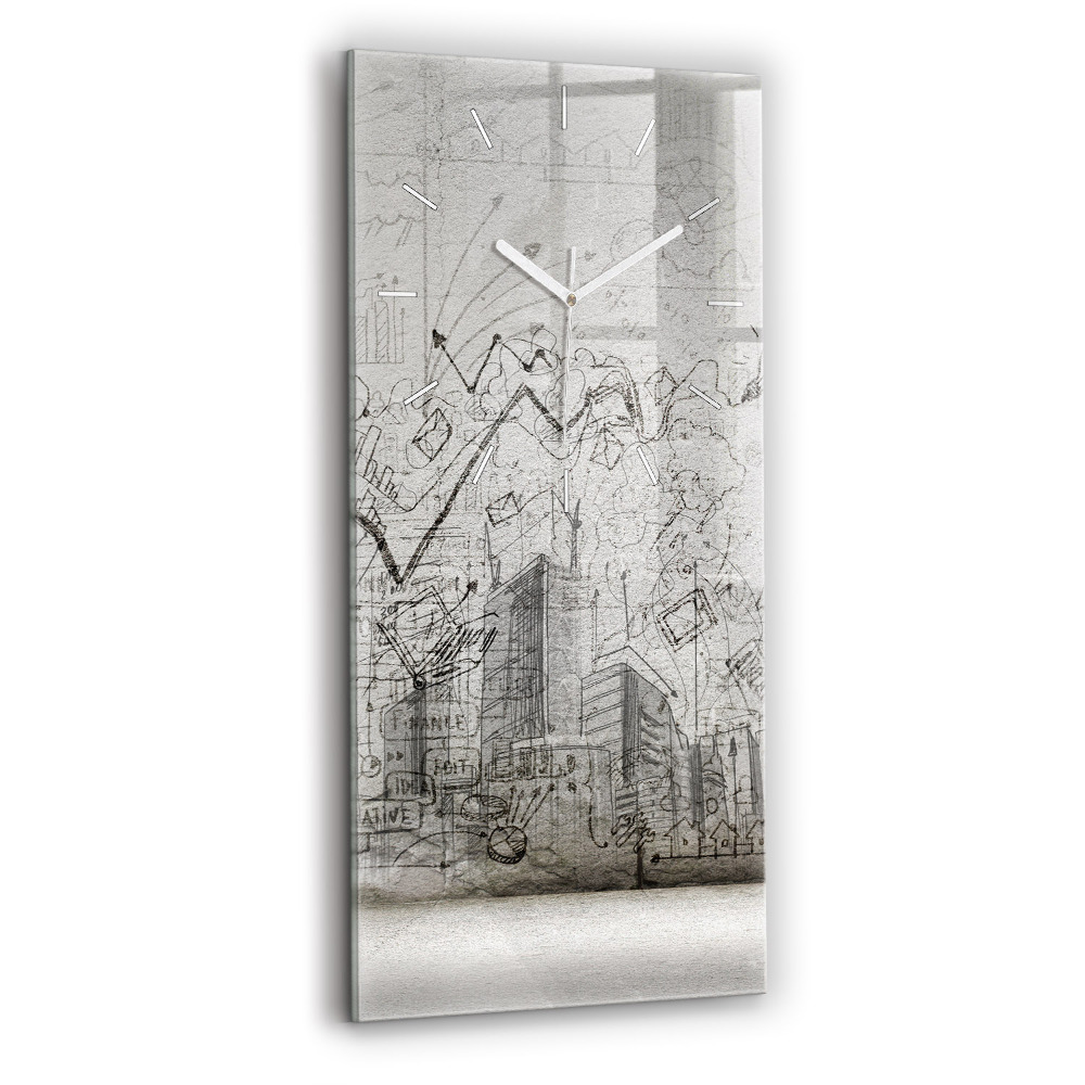 Ceas din sticlă dreptunghiular vertical decorativ Schiță a orașului