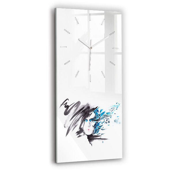 Ceas vertical de perete din sticlă decorativ Fața abstractă a unei femei