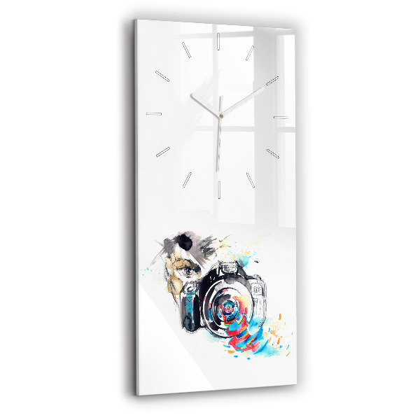 Ceas vertical de perete din sticlă decorativ Fotografă