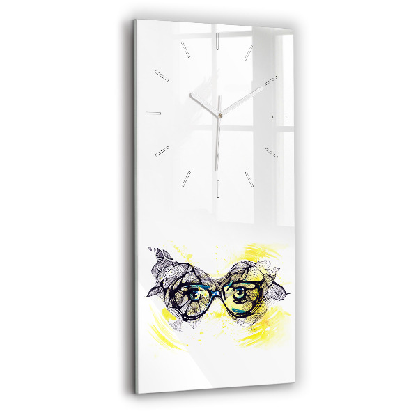 Ceas din sticlă dreptunghiular vertical decorativ Ochi cu ochelari