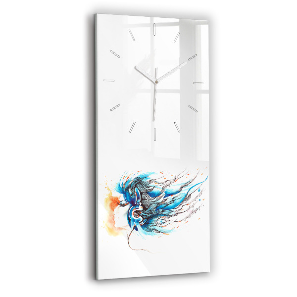 Ceas vertical de perete din sticlă decorativ Ilustrație a unui telefon mobil