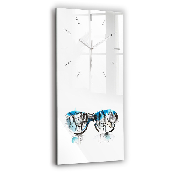 Ceas vertical de perete din sticlă decorativ Orașul în ochelari