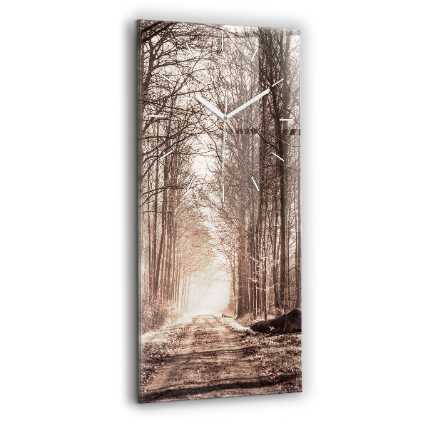 Ceas din sticlă dreptunghiular vertical decorativ Cale de pădure în sepia