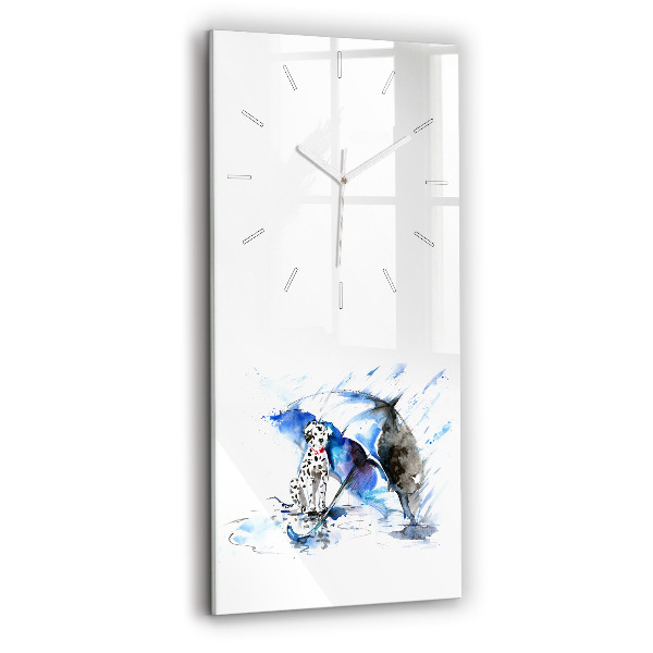 Ceas din sticlă dreptunghiular vertical decorativ Dalmațian și Umbrelă