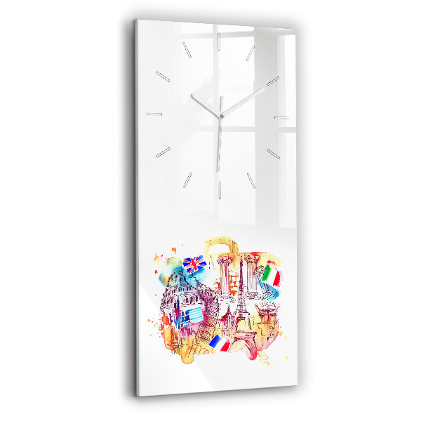 Ceas vertical de perete din sticlă decorativ Țări atractive din lume