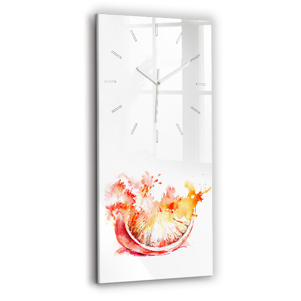 Ceas vertical de perete din sticlă decorativ Portocaliu pictat