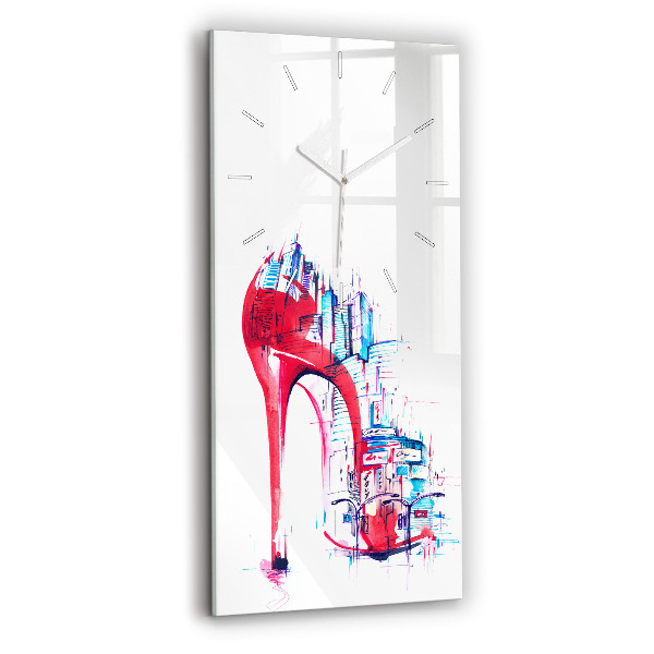 Ceas vertical de perete din sticlă decorativ Toc roșu