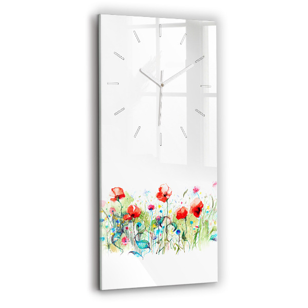 Ceas din sticlă dreptunghiular vertical decorativ Flori în pajiște