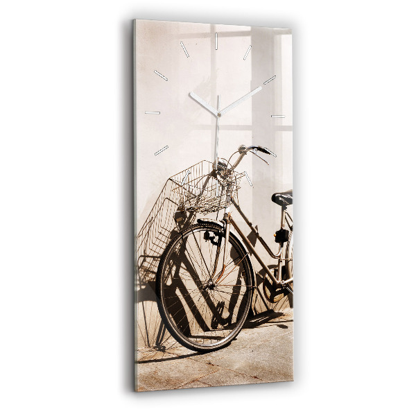 Ceas vertical de perete din sticlă decorativ Bicicletă italiană