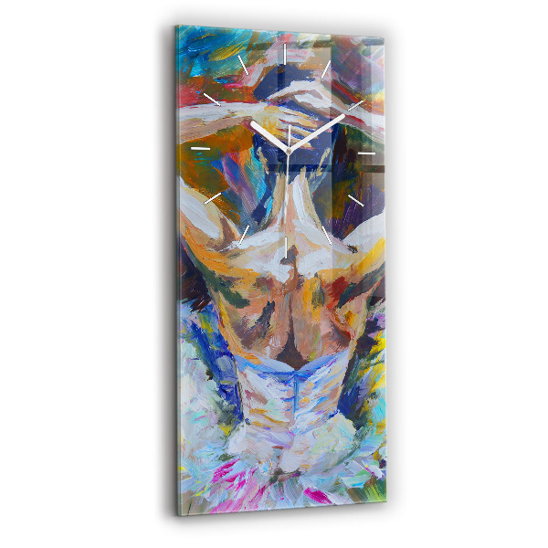 Ceas din sticlă dreptunghiular vertical decorativ Balerina pictată