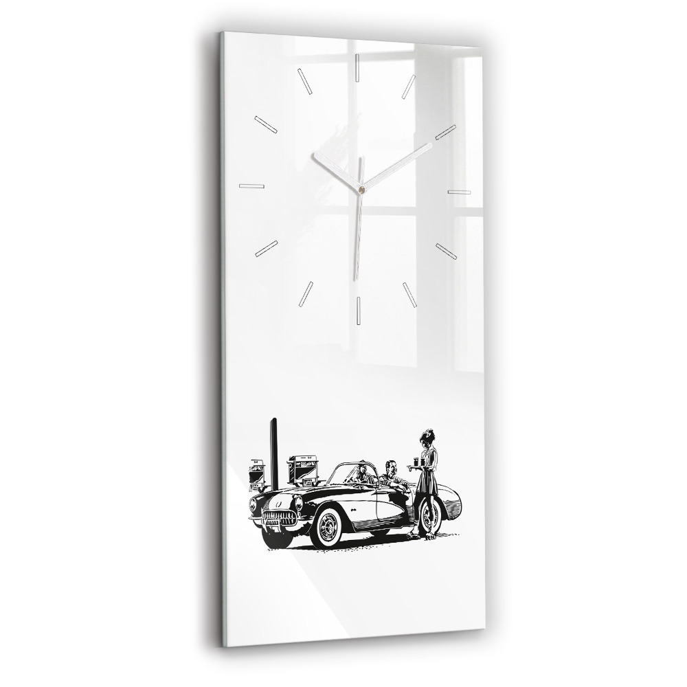 Ceas vertical de perete din sticlă decorativ Ilustrație retro