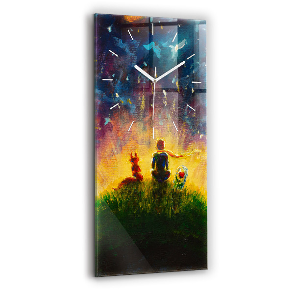 Ceas vertical de perete din sticlă decorativ Abstraction Micul Prinț