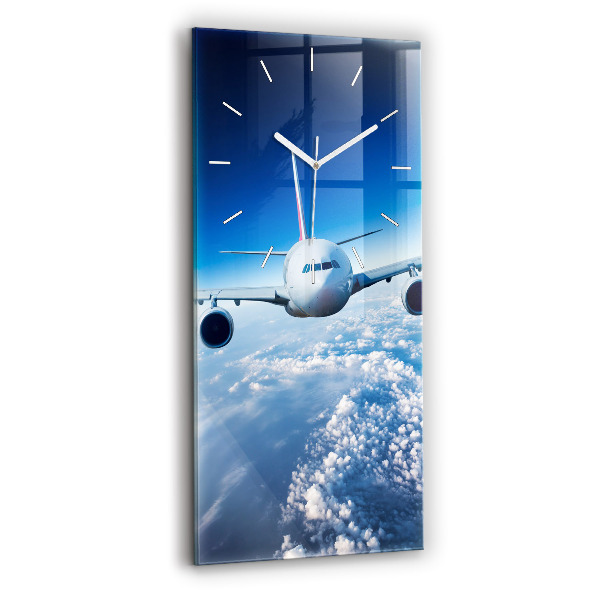 Ceas din sticlă dreptunghiular vertical decorativ Avion și nori