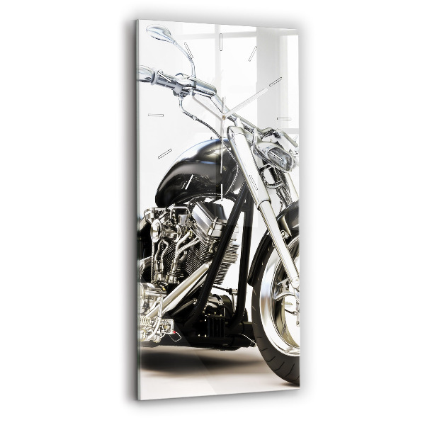 Ceas din sticlă dreptunghiular vertical decorativ Motocicletă neagră