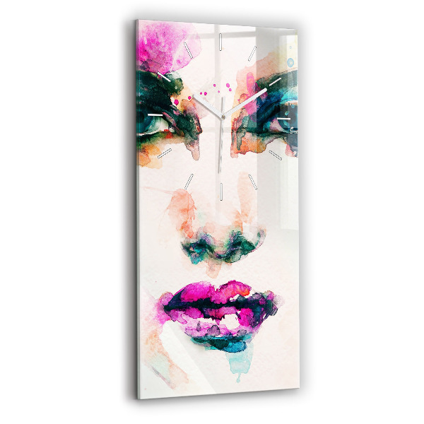 Ceas din sticlă dreptunghiular vertical decorativ Față de femeie abstractă