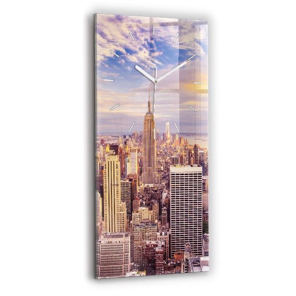 Ceas din sticlă dreptunghiular vertical decorativ Apus de soare în New York