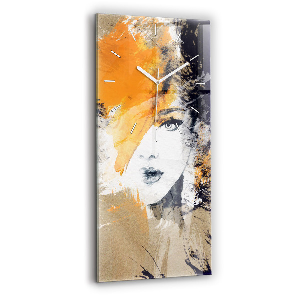 Ceas din sticlă dreptunghiular vertical decorativ Portret de femeie abstract