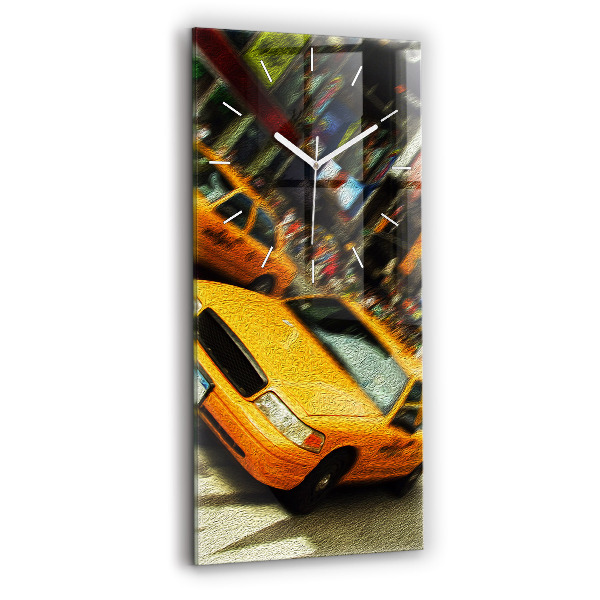 Ceas vertical de perete din sticlă decorativ Taxiurile din New York City