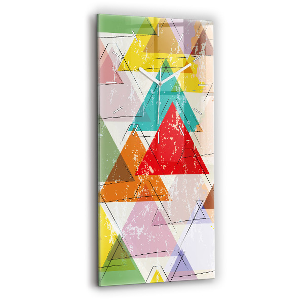 Ceas din sticlă dreptunghiular vertical decorativ Triunghiuri geometrice