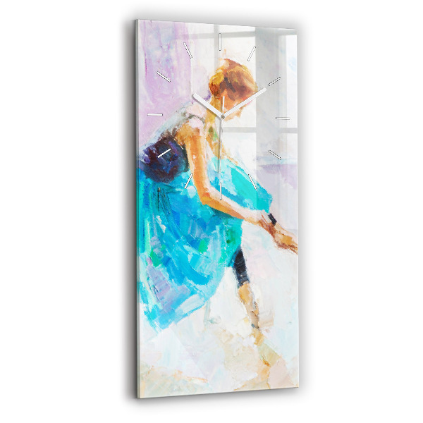 Ceas vertical de perete din sticlă decorativ Pregătirea balerinei