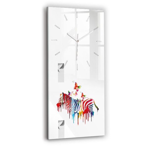 Ceas din sticlă dreptunghiular vertical decorativ Zebră colorată