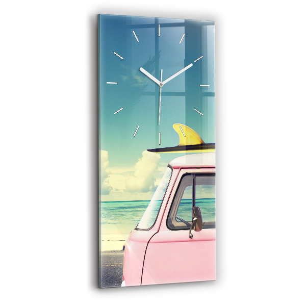 Ceas din sticlă dreptunghiular vertical decorativ Mașină cu placă de surf