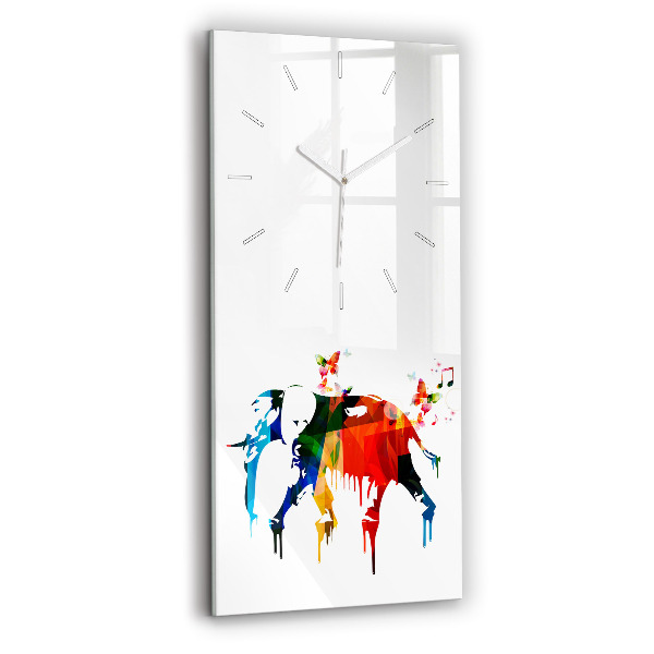 Ceas din sticlă dreptunghiular vertical decorativ Elefant pictat colorat