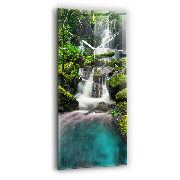 Ceas vertical de perete din sticlă decorativ Cascadă Thailanda
