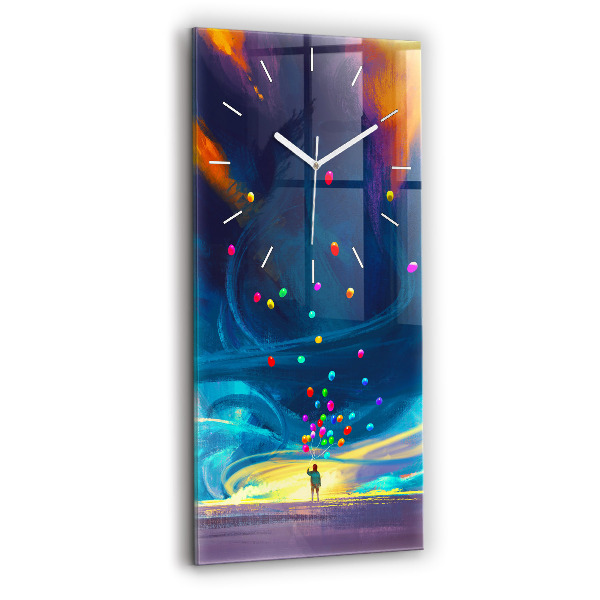 Ceas din sticlă dreptunghiular vertical decorativ Bebeluș și baloane
