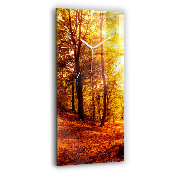 Ceas din sticlă dreptunghiular vertical decorativ Peisaj forestier la soare