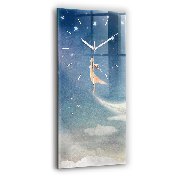 Ceas din sticlă dreptunghiular vertical decorativ Fată pe Lună