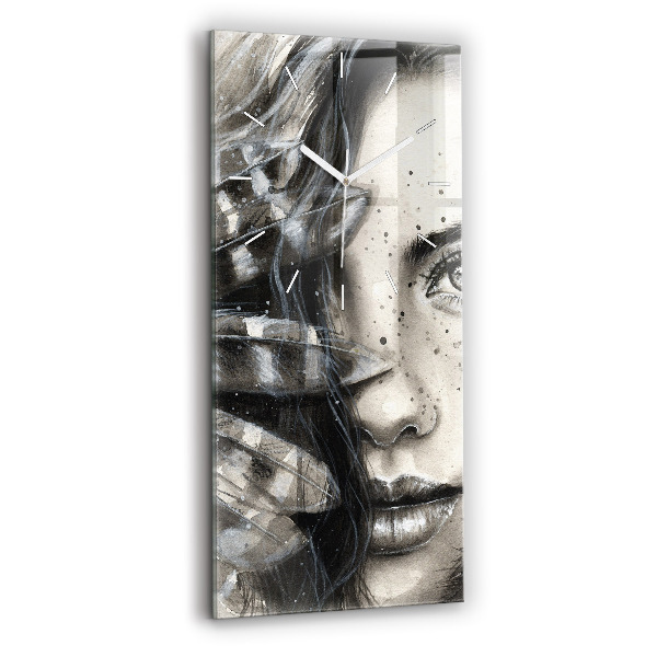 Ceas din sticlă dreptunghiular vertical decorativ Portret pictat
