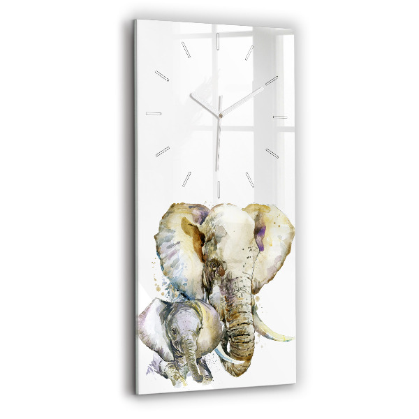 Ceas din sticlă dreptunghiular vertical decorativ Animale pictate cu elefanți