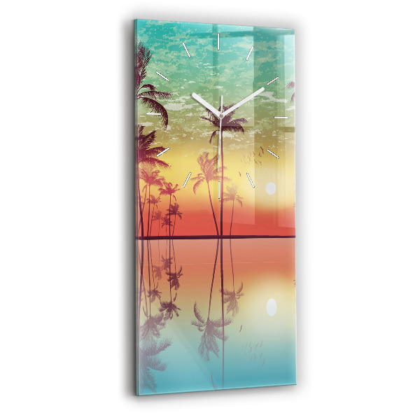Ceas din sticlă dreptunghiular vertical decorativ Palmieri tropicali
