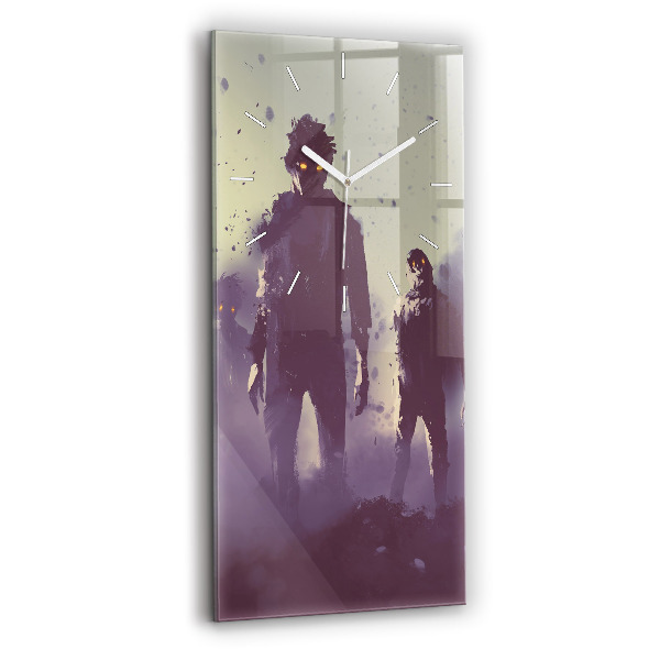 Ceas din sticlă dreptunghiular vertical decorativ Zombi noaptea - Halloween
