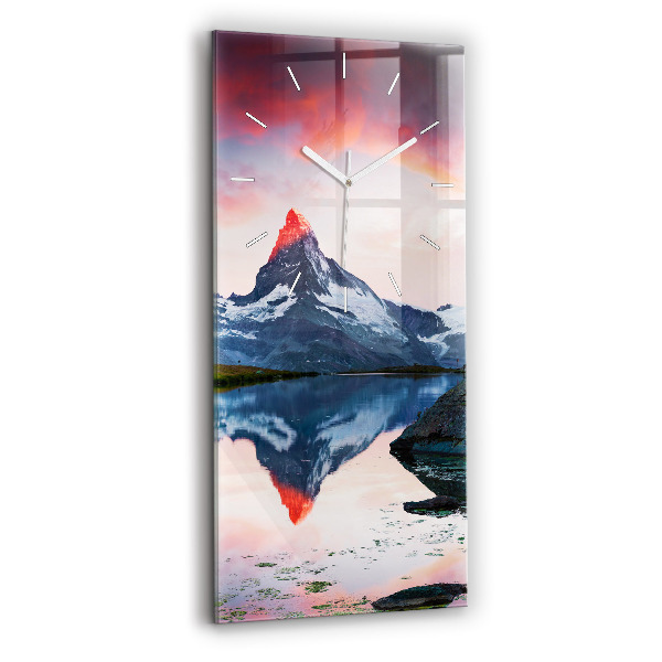 Ceas din sticlă dreptunghiular vertical decorativ Lacul Stellisee Matterhorn