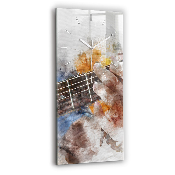 Ceas vertical de perete din sticlă decorativ Grafică de chitară