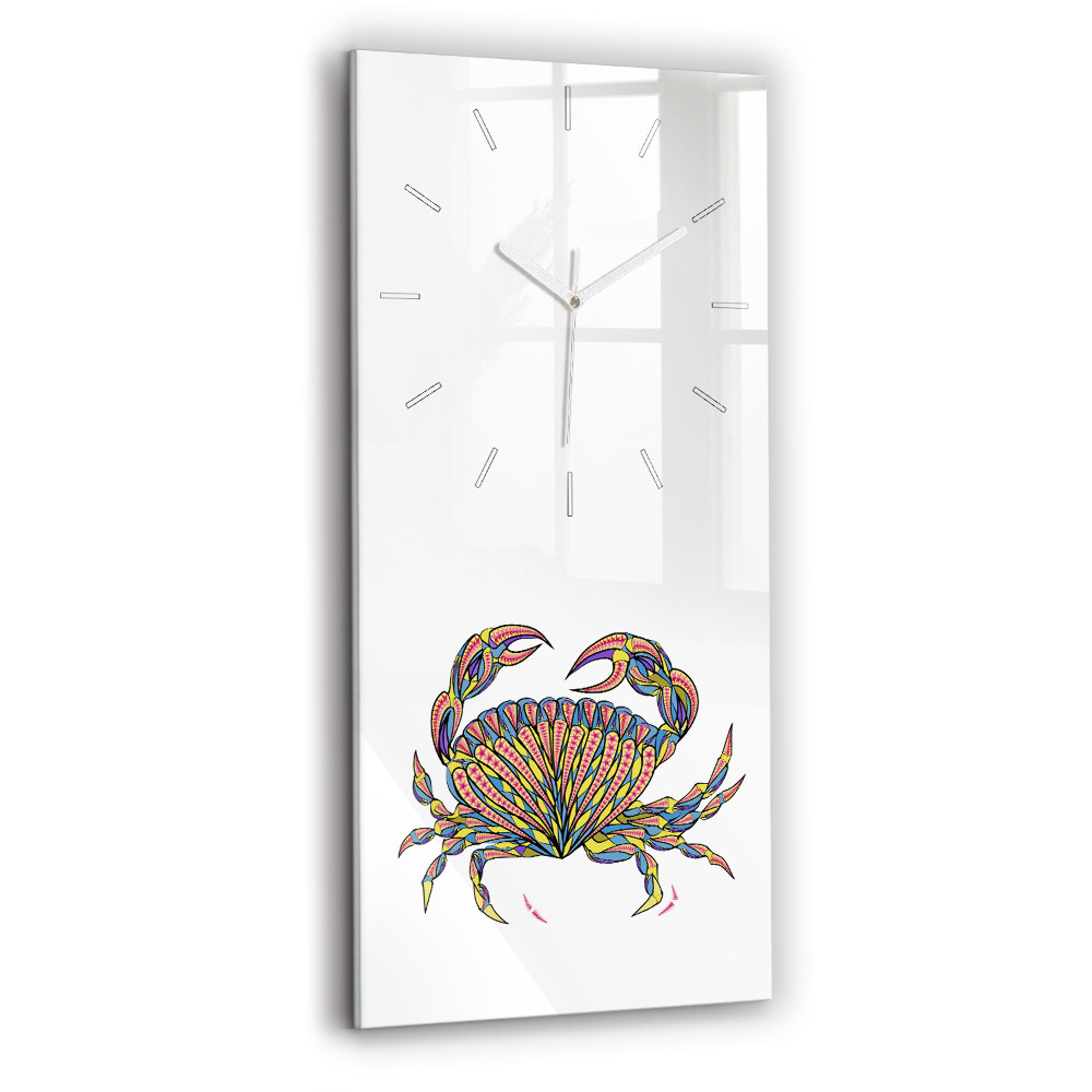 Ceas vertical de perete din sticlă decorativ Crab etnic